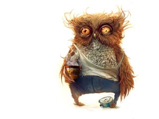 owl, coffee, alarm clock Wallpaper
