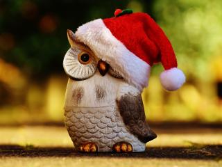 owl, hat, santa claus wallpaper