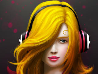 Painting Art Girl Headphones wallpaper