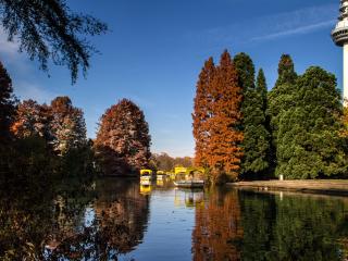 park, lake, autumn wallpaper