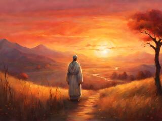 Path of Spiritual HD Sunset Painting wallpaper