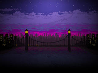 Pixel Art Bridge Night wallpaper