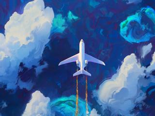 Plane And Clouds Artistic Digital Art wallpaper