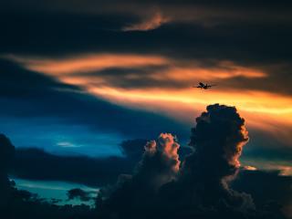 plane, sky, night wallpaper