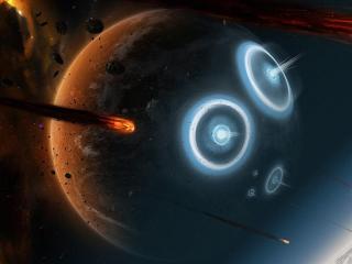 planets, asteroids, attack Wallpaper
