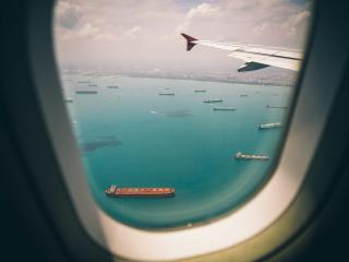 porthole, airplane, top view Wallpaper