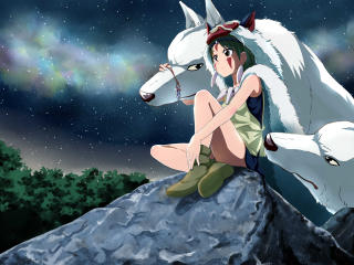 princess mononoke, hayao miyazaki, wolf wallpaper