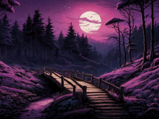 Purple Night Sky HD Moon Wallpaper
