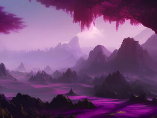 Purple Valley HD Digital Mountain Art Wallpaper
