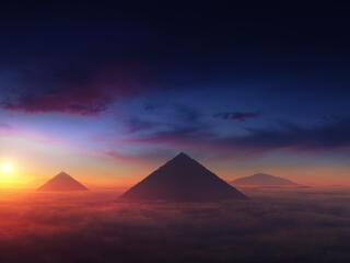 Pyramids emerging from the Clouds wallpaper