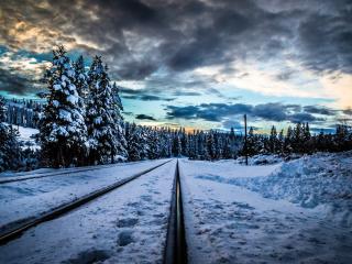 rails, railroad, winter wallpaper