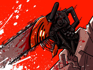 Red Denji Art Chainsaw Man wallpaper