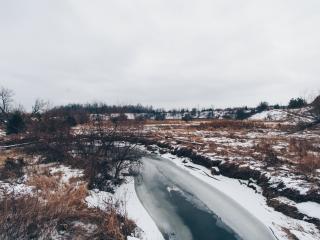 river, winter, ice Wallpaper