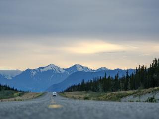 road, highway, mountains Wallpaper