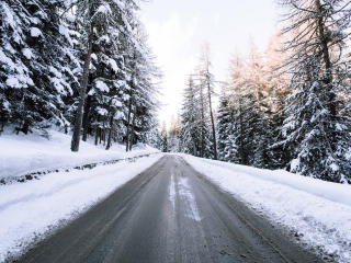 road, snow, winter wallpaper