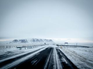 road, winter, snow Wallpaper