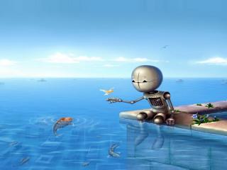 robot, water, poultry wallpaper
