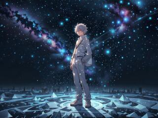 Sad Anime Boy HD Futuristic Space Wallpaper