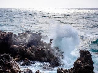 sea, rocks, waves wallpaper