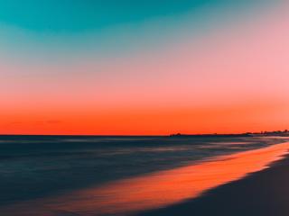 Sea Shore And Sunset Wallpaper