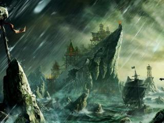 sea, storm, boat wallpaper