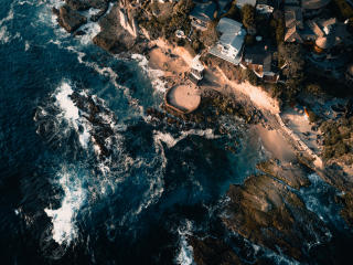 sea, view from above, swash Wallpaper