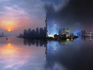 Shanghai Day and Night wallpaper