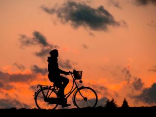 silhouette, fitness, cyclist Wallpaper