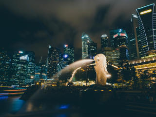 singapore, fountain, skyscrapers Wallpaper