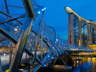 singapore, helix bridge, evening Wallpaper
