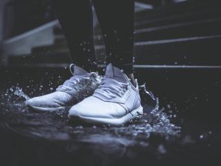sneakers, legs, water Wallpaper