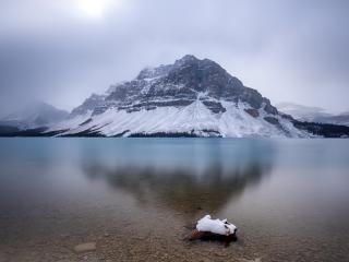 Snow Mountains Reflection On Lake Landscape Wallpaper