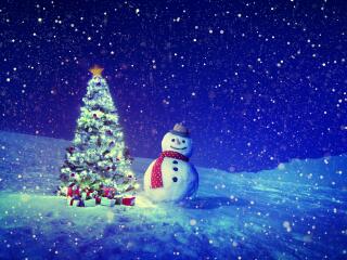 Snowman 4K Christmas Tree wallpaper