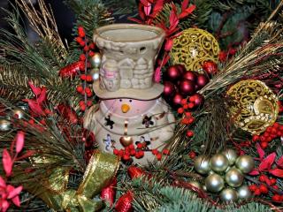 snowman, candle, christmas toys wallpaper