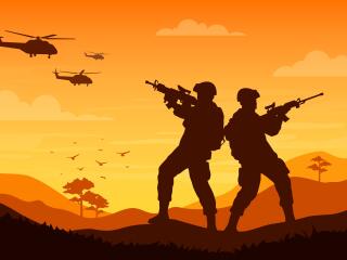 Soldier HD Orange Background wallpaper