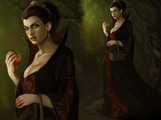 sorcerer, apple, woman Wallpaper