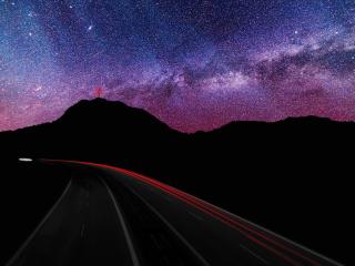 starry sky, road, rotate wallpaper