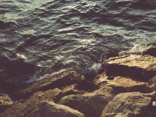 stones, sea, waves Wallpaper