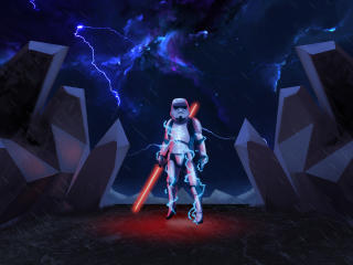 Stormtrooper with Lightsaber 8K wallpaper