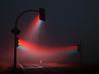 Street Lights in Fog Wallpaper
