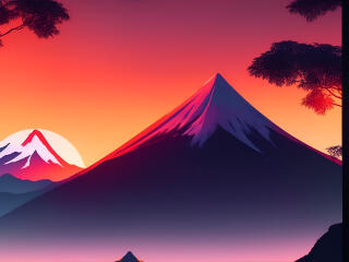Sun Rising over Mountains 4K Digital NatureArt Wallpaper