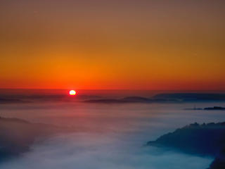 Sunrise at Saarschleife Germany wallpaper