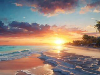Sunrise HD Beach Sand wallpaper
