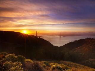 Sunrise over the Golden Gate wallpaper