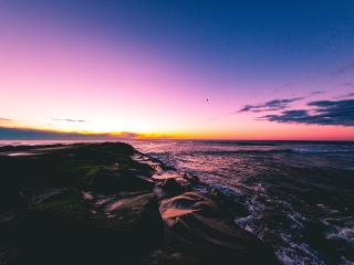 sunset, beach, sea Wallpaper