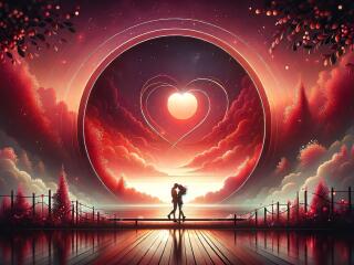 Sunset Heart HD Romantic Valentine's Day wallpaper