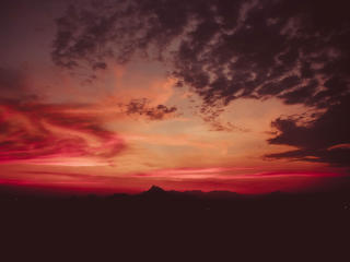 sunset, mountains, clouds Wallpaper