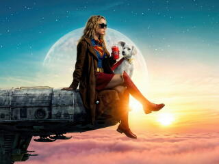 Supergirl Actress with Dog wallpaper