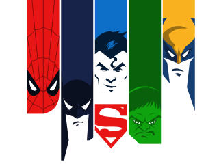 Superman Batman Hulk Spiderman Wolverine Minimalism wallpaper