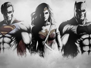 Superman Wonder Woman Batman Art Sketch wallpaper